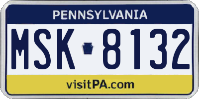 PA license plate MSK8132