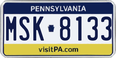 PA license plate MSK8133