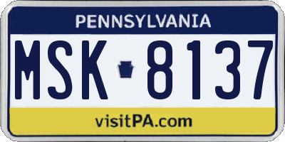 PA license plate MSK8137