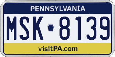 PA license plate MSK8139