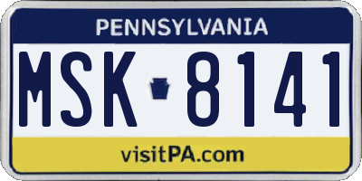 PA license plate MSK8141