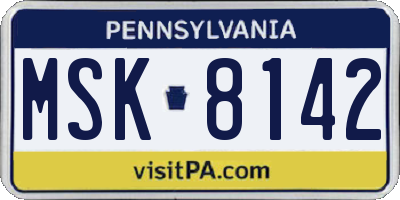 PA license plate MSK8142