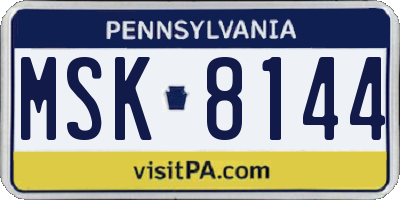 PA license plate MSK8144