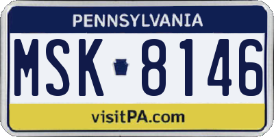 PA license plate MSK8146