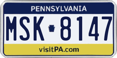 PA license plate MSK8147