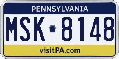 PA license plate MSK8148
