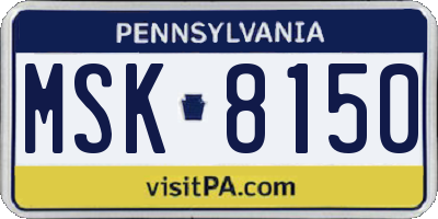 PA license plate MSK8150