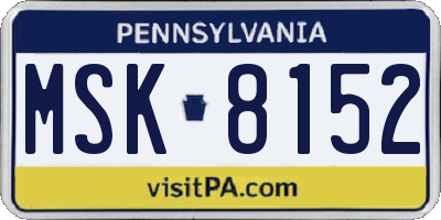 PA license plate MSK8152