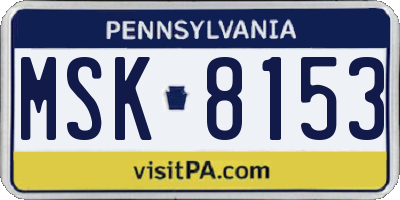 PA license plate MSK8153