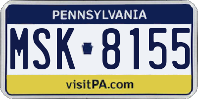 PA license plate MSK8155