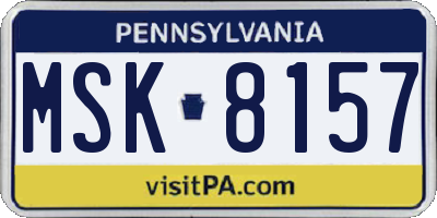 PA license plate MSK8157