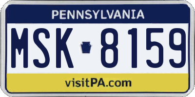 PA license plate MSK8159