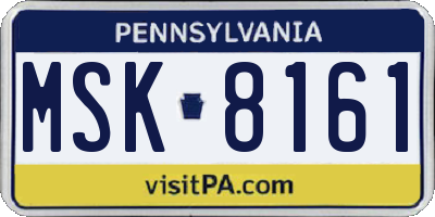 PA license plate MSK8161