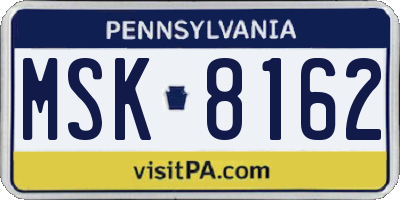 PA license plate MSK8162