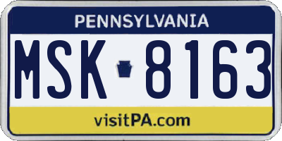 PA license plate MSK8163
