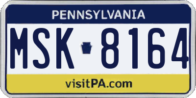 PA license plate MSK8164