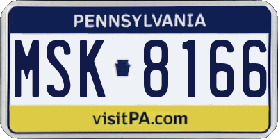 PA license plate MSK8166