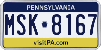 PA license plate MSK8167