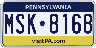 PA license plate MSK8168