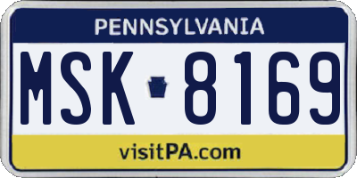 PA license plate MSK8169