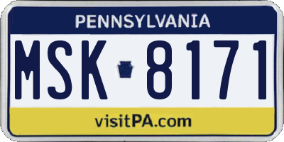 PA license plate MSK8171