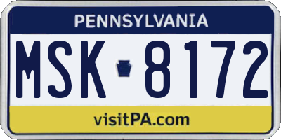 PA license plate MSK8172