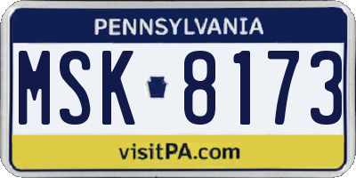 PA license plate MSK8173
