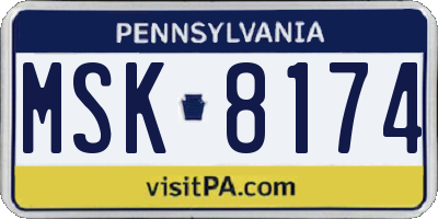 PA license plate MSK8174