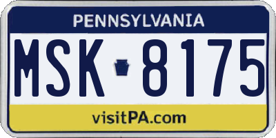 PA license plate MSK8175