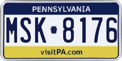 PA license plate MSK8176
