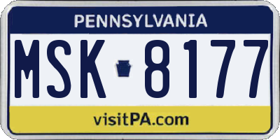 PA license plate MSK8177