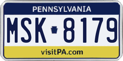 PA license plate MSK8179