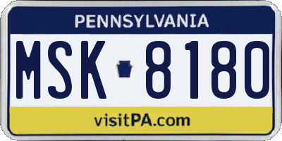 PA license plate MSK8180