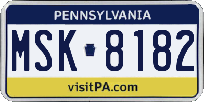 PA license plate MSK8182