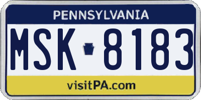 PA license plate MSK8183