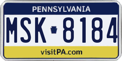 PA license plate MSK8184