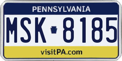 PA license plate MSK8185