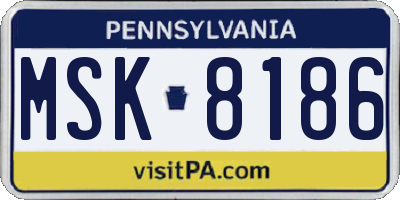 PA license plate MSK8186