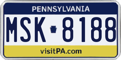 PA license plate MSK8188