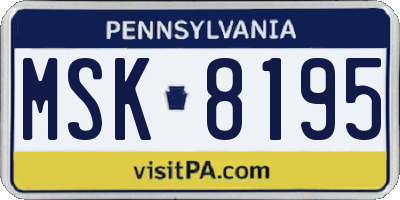 PA license plate MSK8195