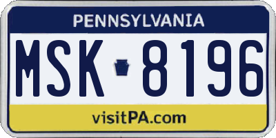 PA license plate MSK8196