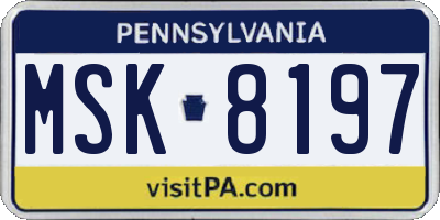 PA license plate MSK8197
