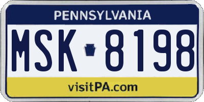 PA license plate MSK8198