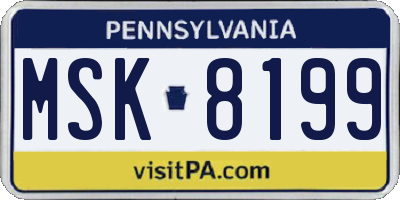 PA license plate MSK8199