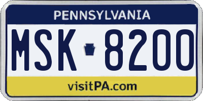 PA license plate MSK8200