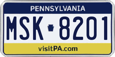 PA license plate MSK8201