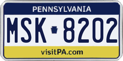 PA license plate MSK8202