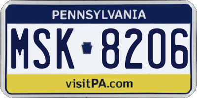 PA license plate MSK8206
