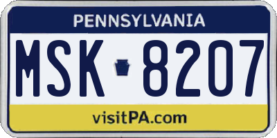 PA license plate MSK8207