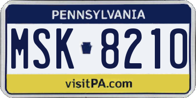 PA license plate MSK8210